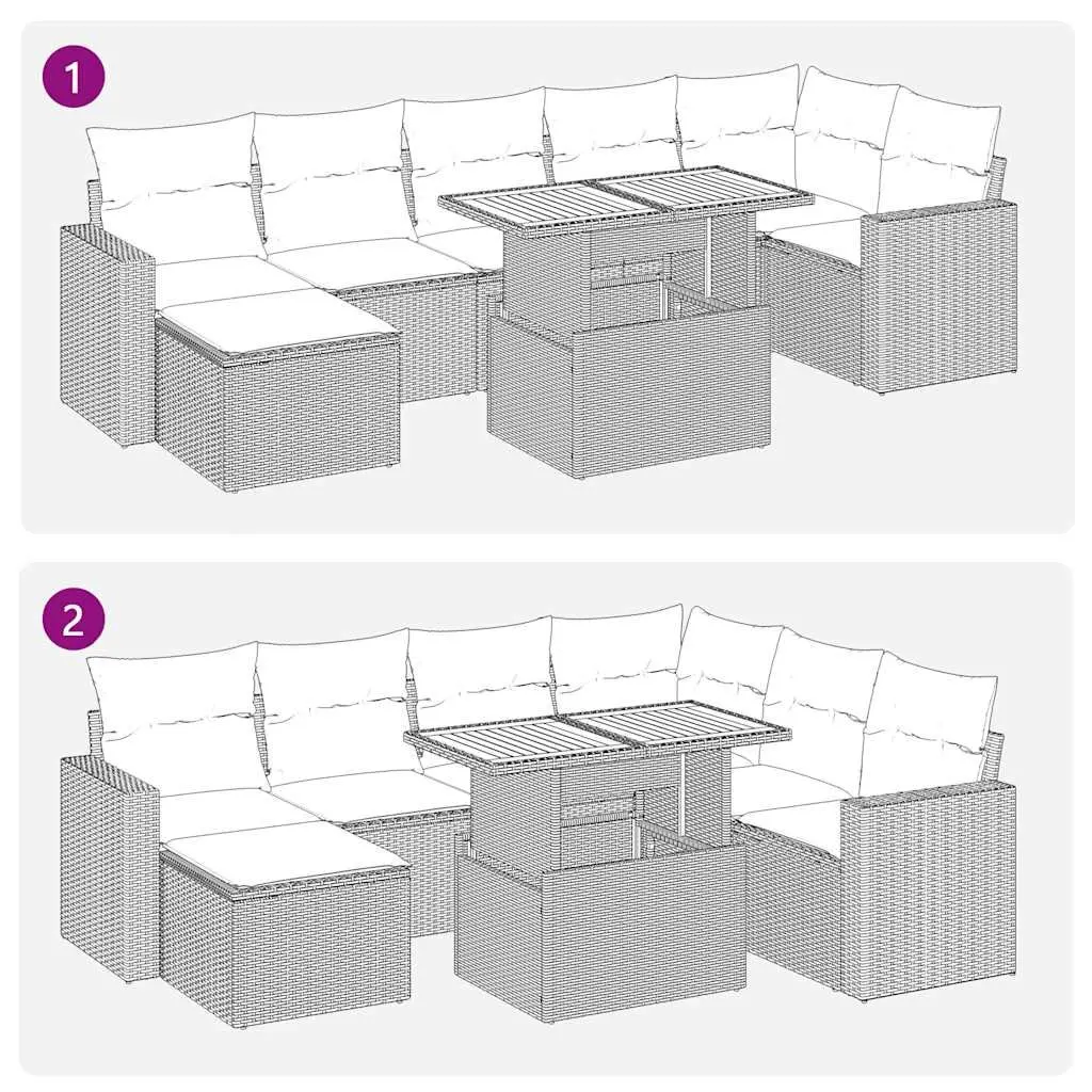 Garden Sofa Set 8 Piece Outdoor Furniture Modular Grey Patio Seating