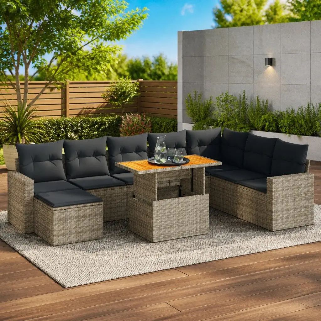 9-Piece Garden Sofa Set in Grey for Long-Lasting Use