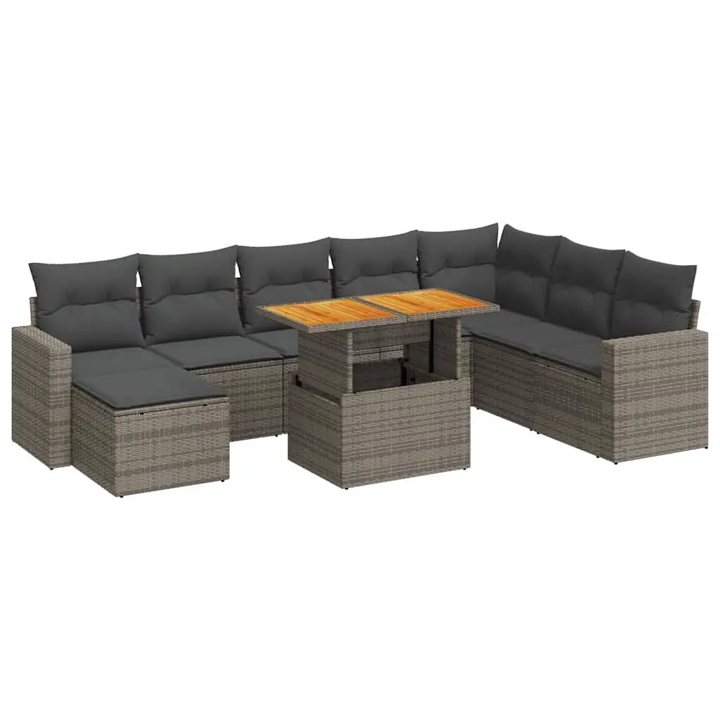 9-Piece Garden Sofa Set in Grey for Long-Lasting Use