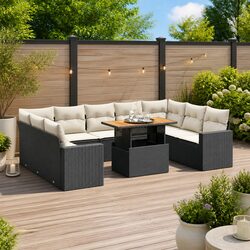 Reliable 10-Piece Black Patio Sofa Set with Storage
