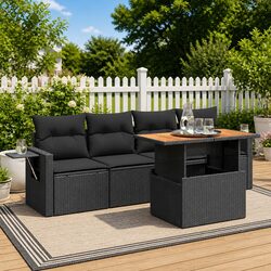 5 Piece Outdoor Sofa Set with Storage and Cushions