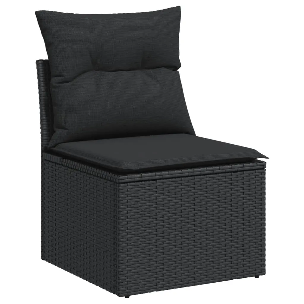 Garden Sofa Set 6 Piece Outdoor Furniture Black Poly Rattan Modular Patio