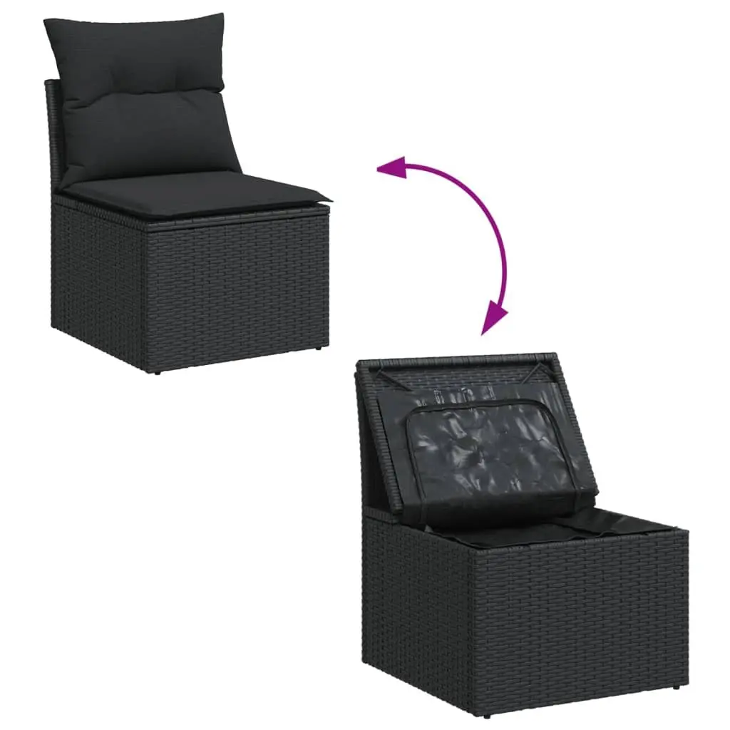 Garden Sofa Set Modular Outdoor Furniture 7 Piece Black Poly Rattan Patio Lounge