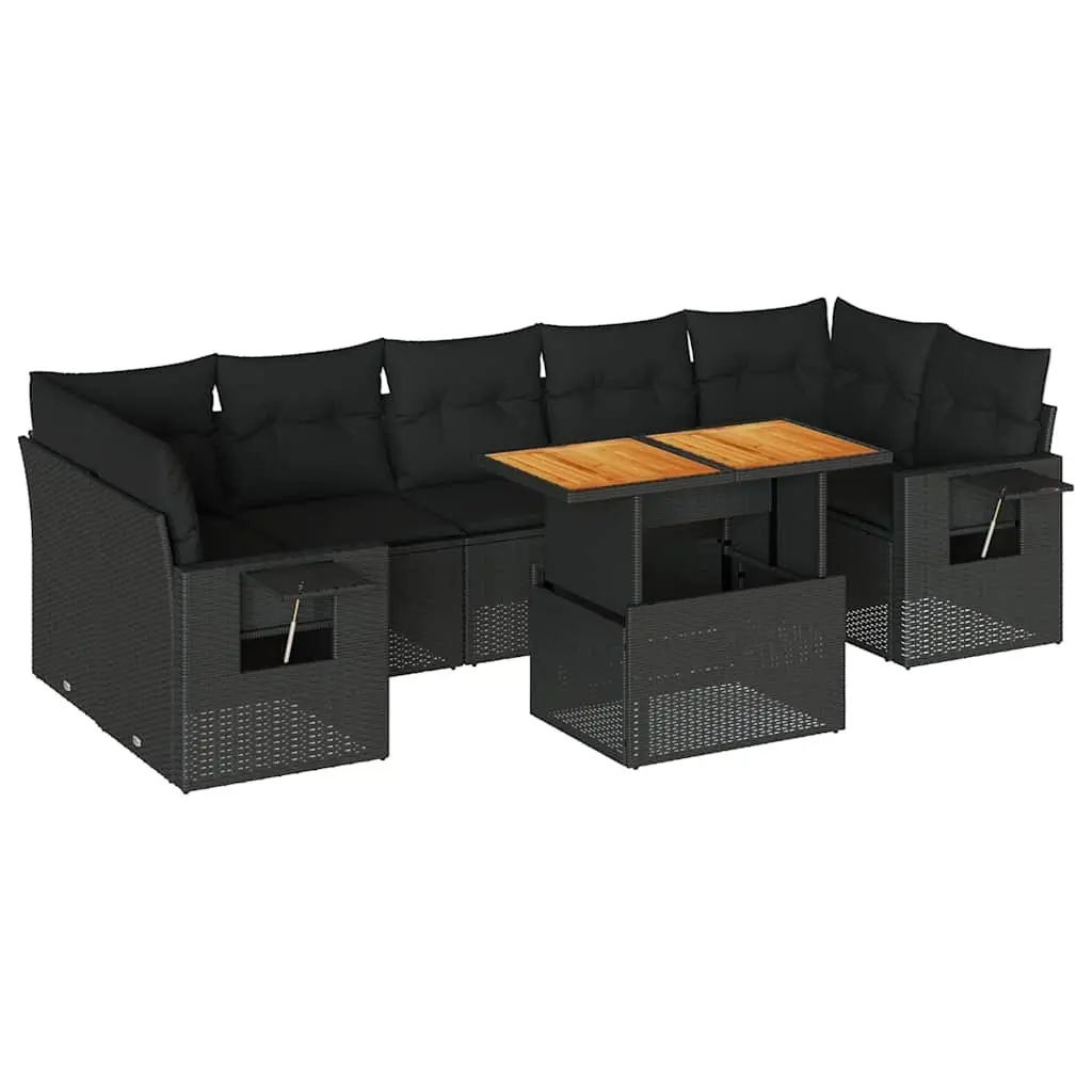Garden Sofa Set 8 Piece Outdoor Furniture Modular Black Poly Rattan