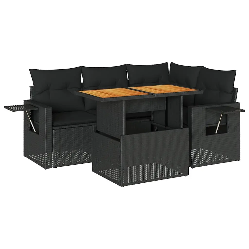 5 Piece Garden Sofa Set Outdoor Furniture Modular Sectional Black