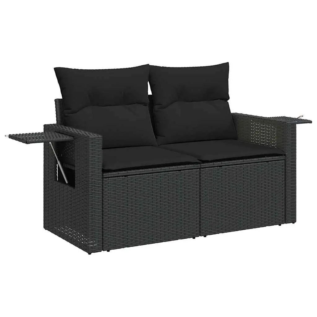 Garden Sofa Set 7 Piece Outdoor Furniture Patio Conversation Black Poly Rattan