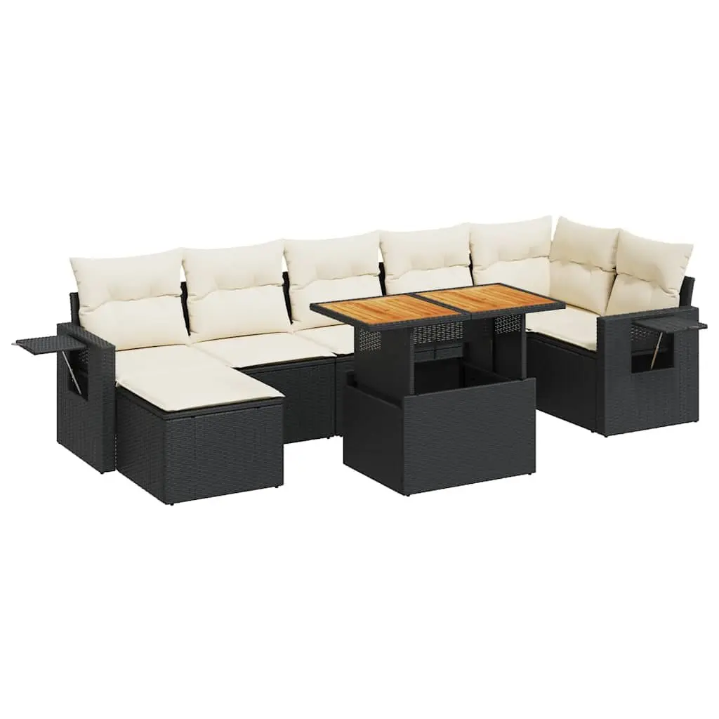 Garden Sofa Set 8 Piece Outdoor Furniture Patio Rattan Black