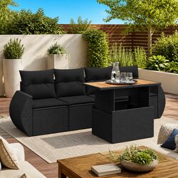 Comfortable Black Garden Sofa Set: 5-Piece Collection