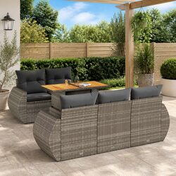 Value-Driven Garden Sofa Set 6 Pieces in Grey Rattan
