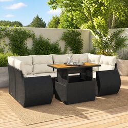 Reliable 7-Piece Modular Garden Sofa Set with Washable Cushions