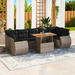 Comfortable 8 Piece Grey Rattan Sofa Set for Outdoor Living
