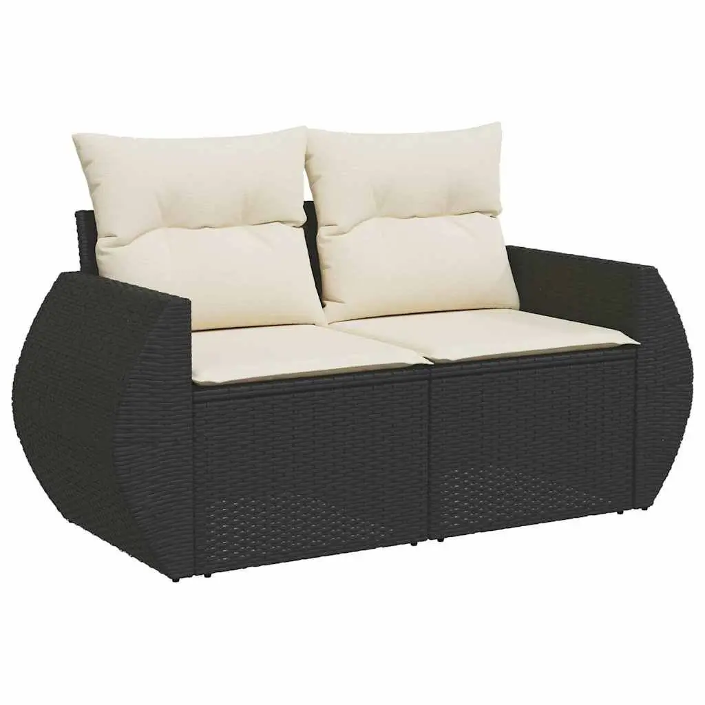 Garden Sofa Set 6 Piece Outdoor Furniture Black Poly Rattan Patio Lounge