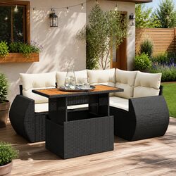 5-Piece Black Outdoor Garden Sofa Set - Value for Comfort