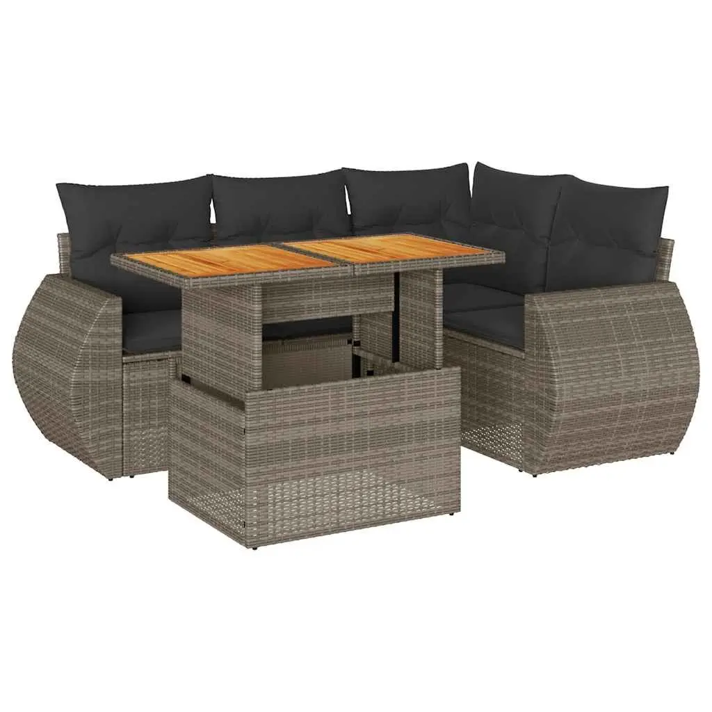 Garden Sofa Set 5 Piece Outdoor Furniture Modular Grey PE Rattan