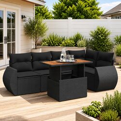 Versatile 6-Piece Garden Sofa Set with Removable Cushions