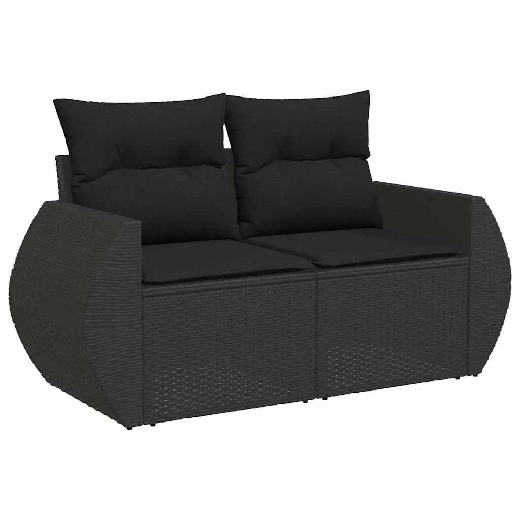 Garden Sofa Set Modular Outdoor Furniture 6 Piece Black Poly Rattan