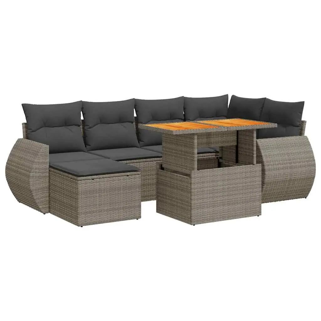7 Piece Garden Sofa Set with Storage and Cushions