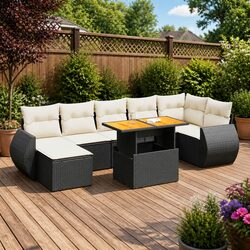 Comfortable 8-Piece Black Rattan Sofa Set for Your Home