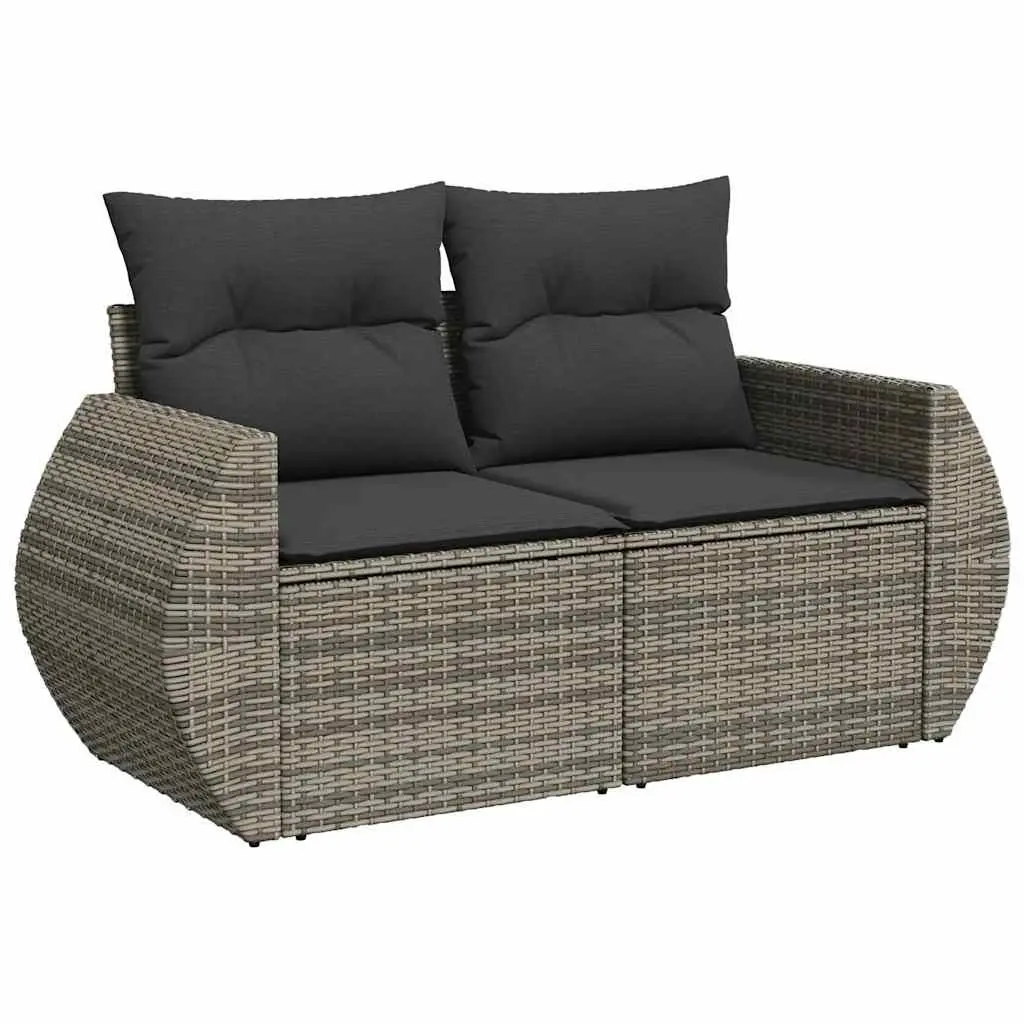 Garden Sofa Set 9 Piece Outdoor Furniture Modular Grey Poly Rattan Patio Seating