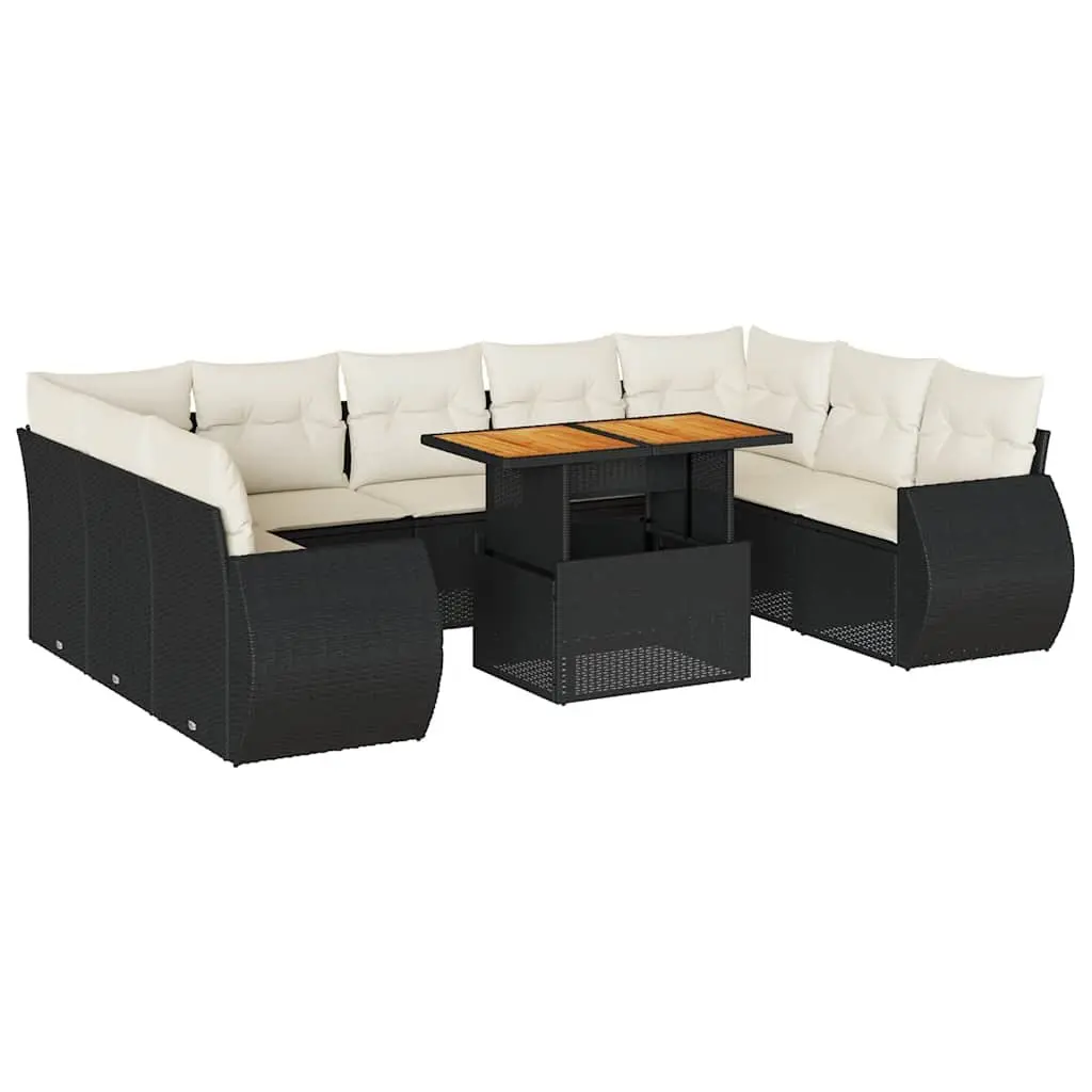 Garden Sofa Set 10 Piece Outdoor Furniture Patio Rattan Black