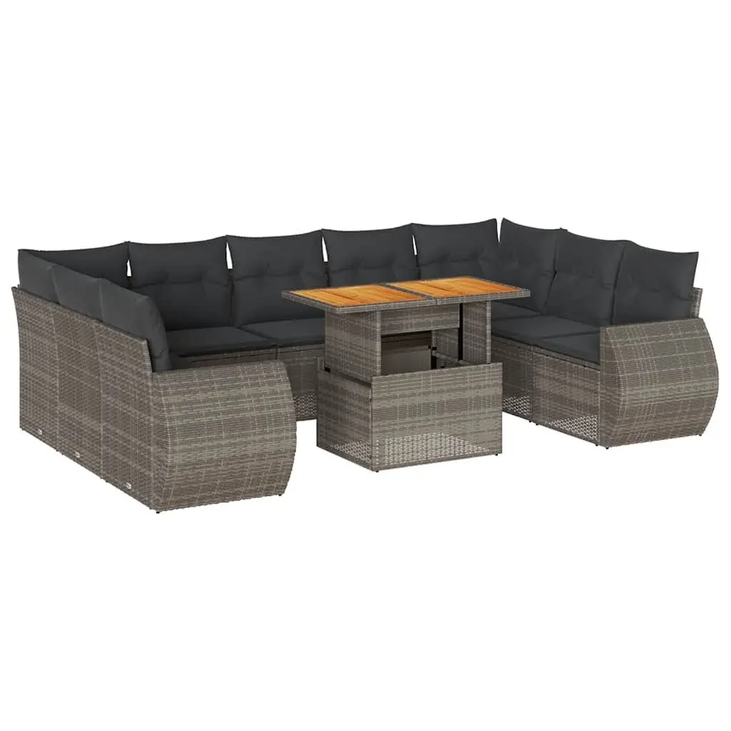 Garden Sofa Set 10 Piece Modular Outdoor Furniture Grey Poly Rattan