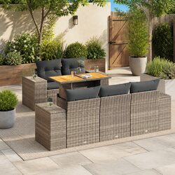 6 Piece Grey Garden Sofa Set Offers Great Practicality