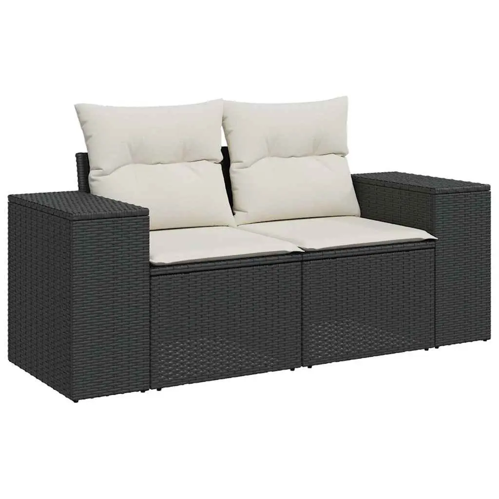 Garden Sofa Set 7 Piece Outdoor Furniture Patio Black Poly Rattan Modular