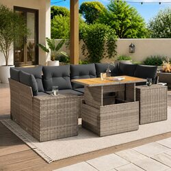 Comfort and Practicality with the 7-Piece Grey Sofa Set