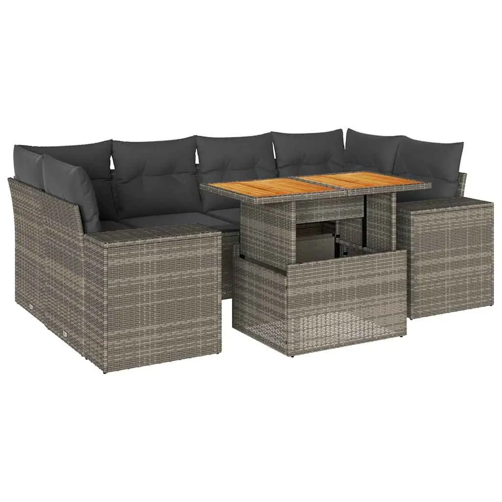 Garden Sofa Set 7 Piece Grey Poly Rattan Outdoor Furniture Patio Seating Modular