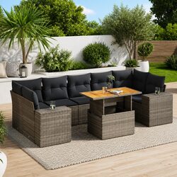 Value-Packed 8 Piece Grey Garden Sofa Set