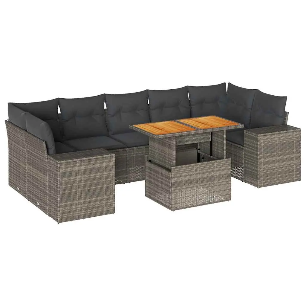 Garden Sofa Set 8 Piece Outdoor Patio Furniture Grey Poly Rattan Modular Lounge