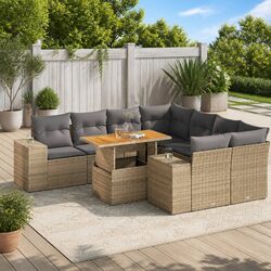 Comfortable 9-Piece Outdoor Sofa Set in Beige for Your Patio