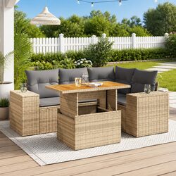 Beige 5-Piece Garden Sofa Set for Practical Outdoor Use