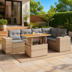 Warm and Inviting 6 Piece Garden Sofa Set with Storage