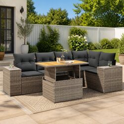 Warm and Practical Grey Garden Sofa Set, 6 Pieces