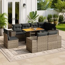Reliable 9-Piece Grey Rattan Outdoor Sofa Set