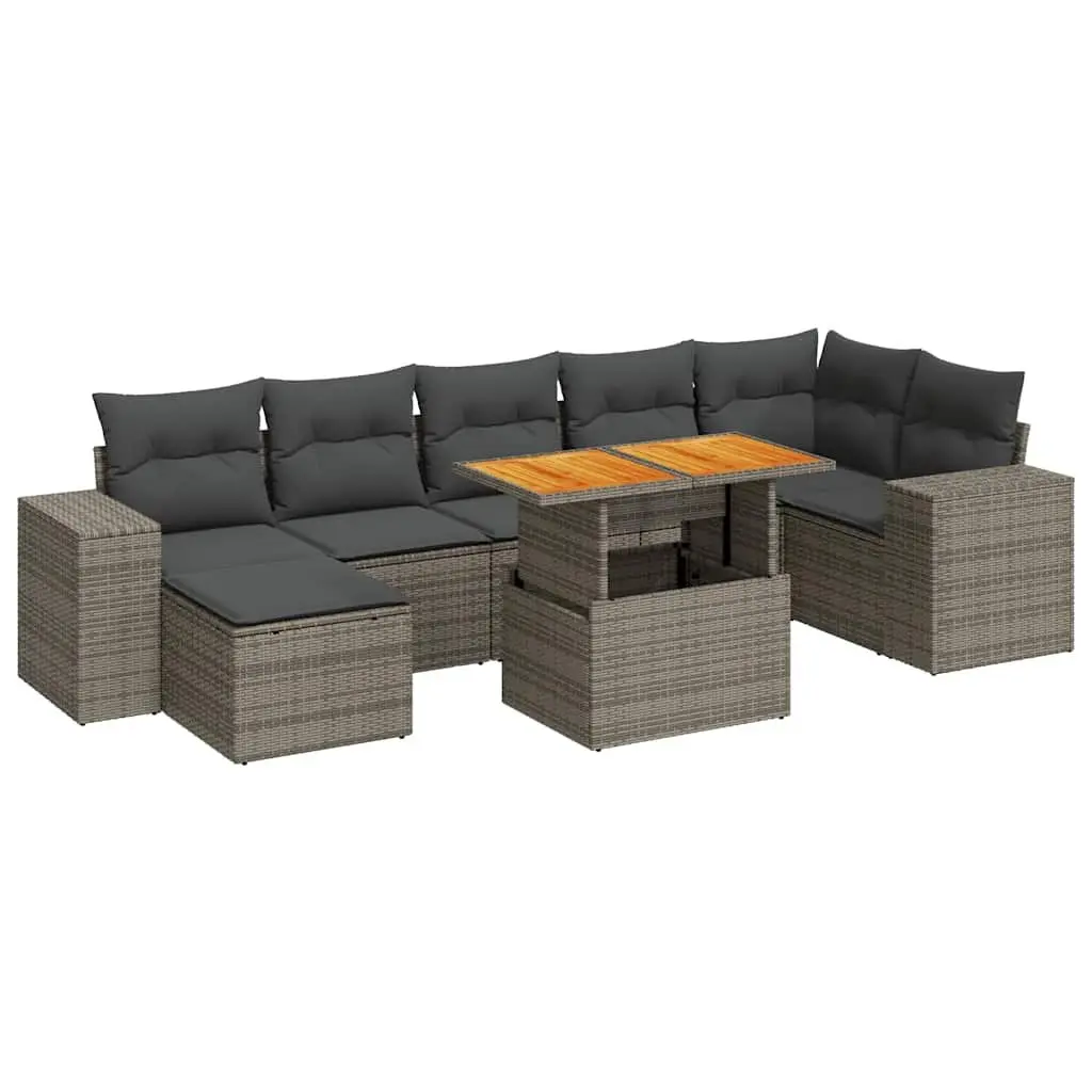 Garden Sofa Set 8 Piece Outdoor Furniture Grey Modular Patio Lounge