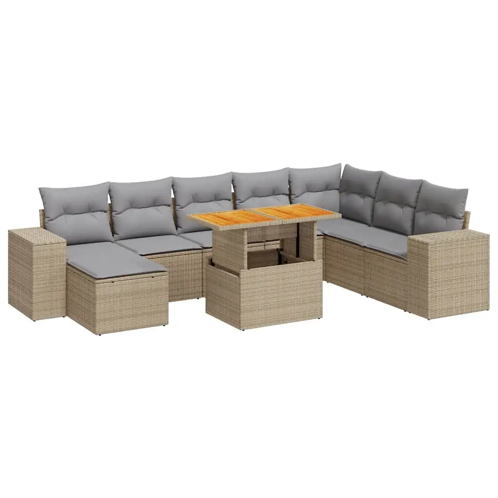 Garden Sofa Set 9 Piece Outdoor Patio Furniture Grey