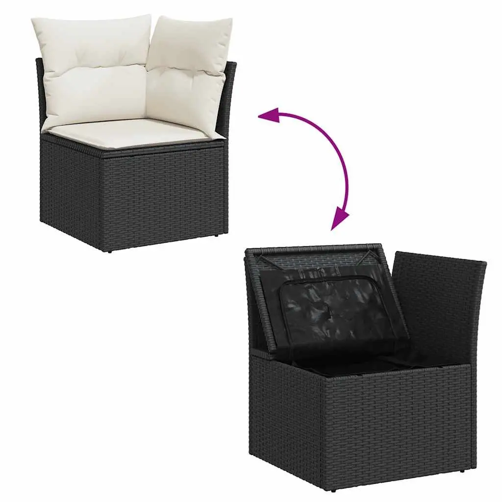 Garden Sofa Set 10 Piece Outdoor Furniture Black Poly Rattan Modular Patio