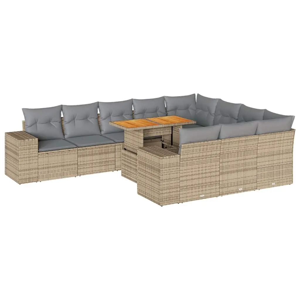 Garden Sofa Set 10 Piece Outdoor Furniture Beige Modular Cushions Storage