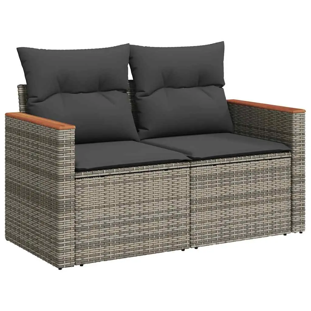 Outdoor Garden Sofa Set 5 Piece Grey Poly Rattan Patio Furniture