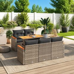 Comfortable 6 Piece Grey Rattan Sofa Set for Outdoors
