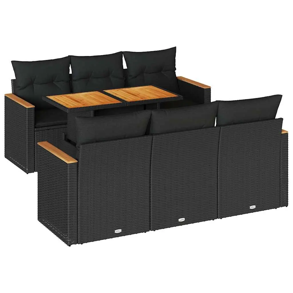 Black 7-Piece Outdoor Sofa Set with Cushions