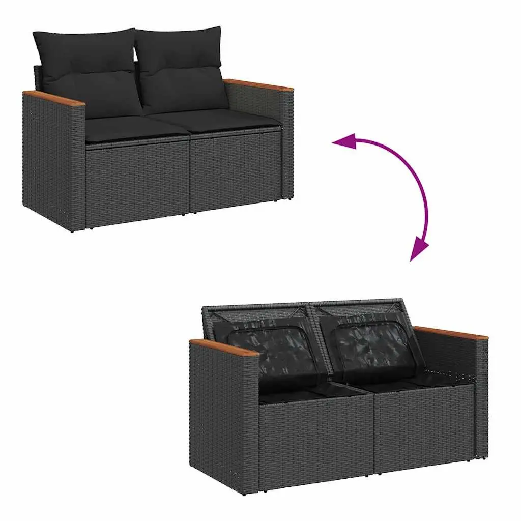Black 7-Piece Outdoor Sofa Set with Cushions