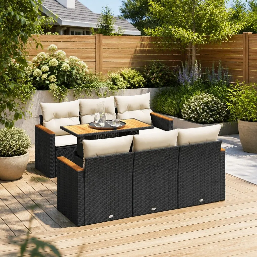 7 Piece Garden Sofa Set Outdoor Patio Furniture Modular Black