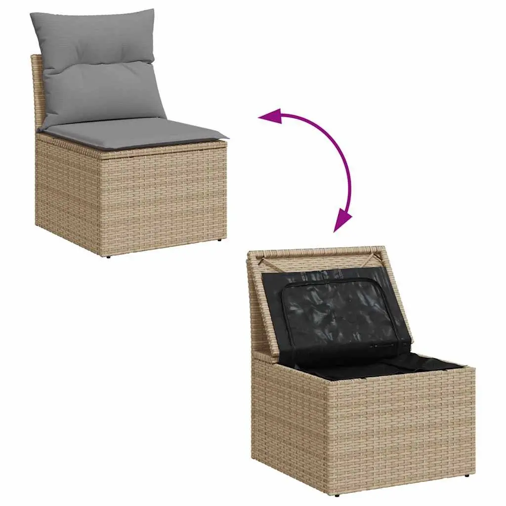 Garden Sofa Set 7 Piece Outdoor Furniture Beige Poly Rattan Patio Lounge Modular