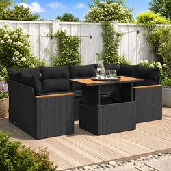 Comfort and Value in Our 6-Piece Black Rattan Sofa Set
