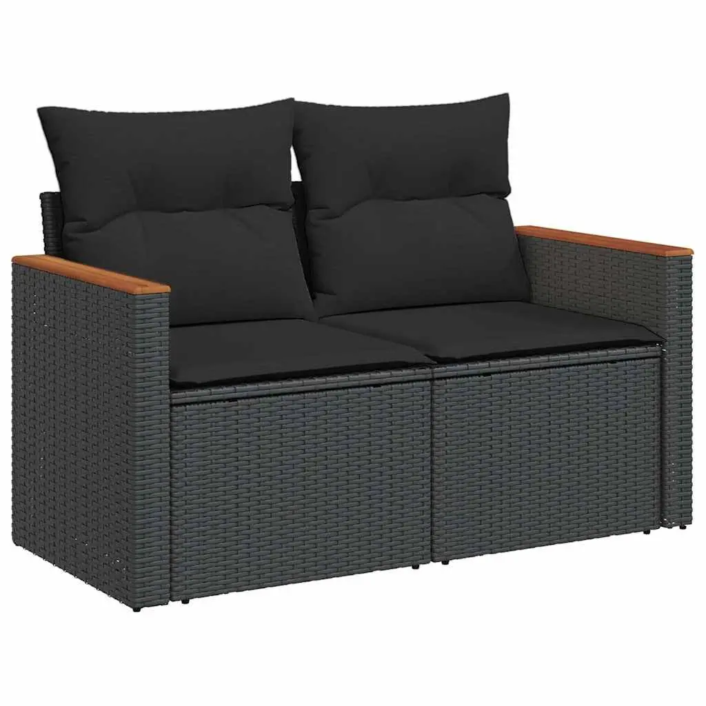 Garden Sofa Set Modular Outdoor Furniture 6 Piece Black Rattan