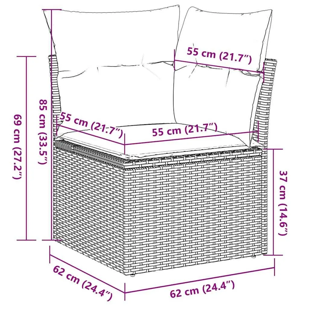 7 Piece Garden Sofa Set Grey Poly Rattan Outdoor Furniture with Storage Cushions