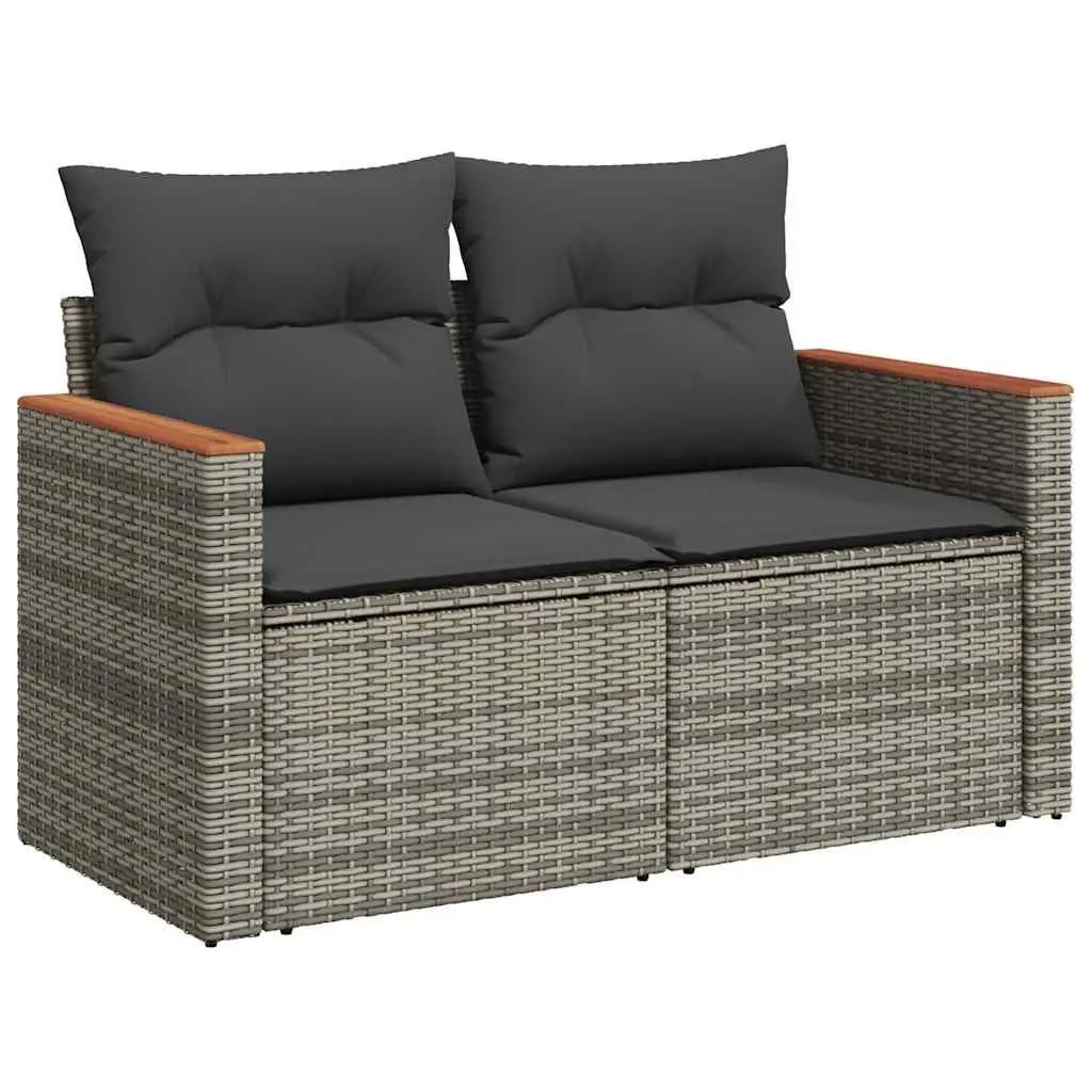 9 Piece Grey Garden Sofa Set with Cushions